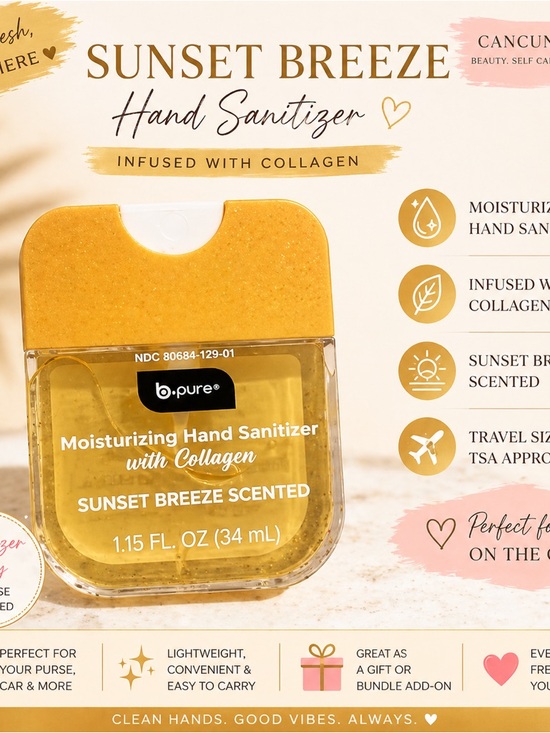 b pure Other - Sunset Breeze Hand Sanitizer – Collagen Infused Travel Size 1.15 oz